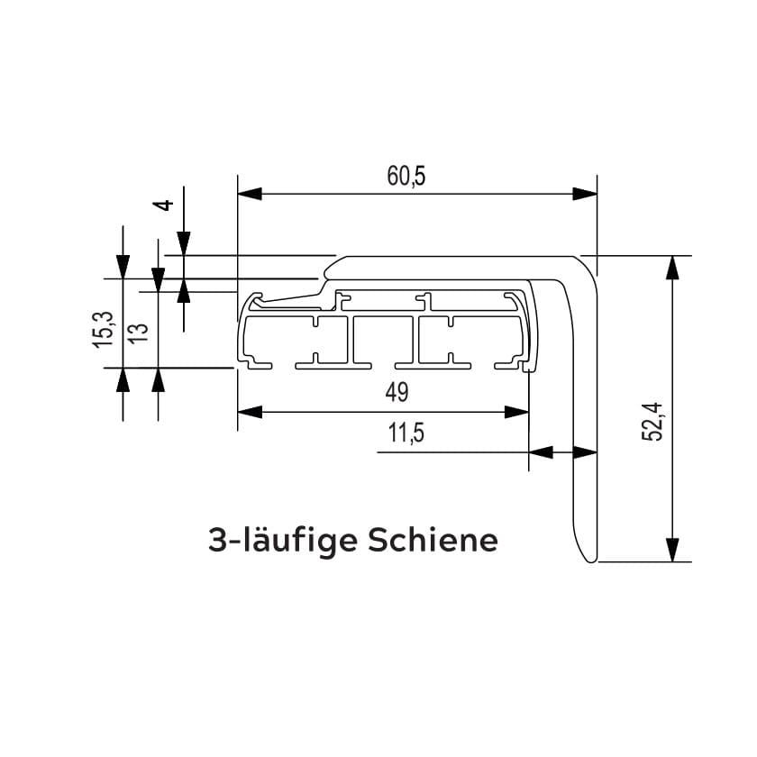 Flächenvorhangschiene 3-läufig