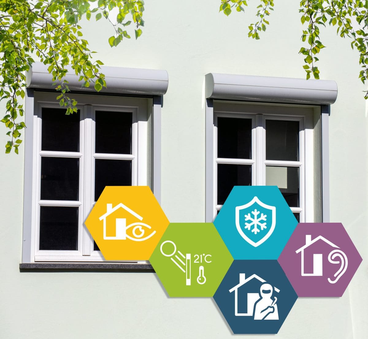 Vorbaurolladen vor die Nische gesetzt mit rundem Kasten